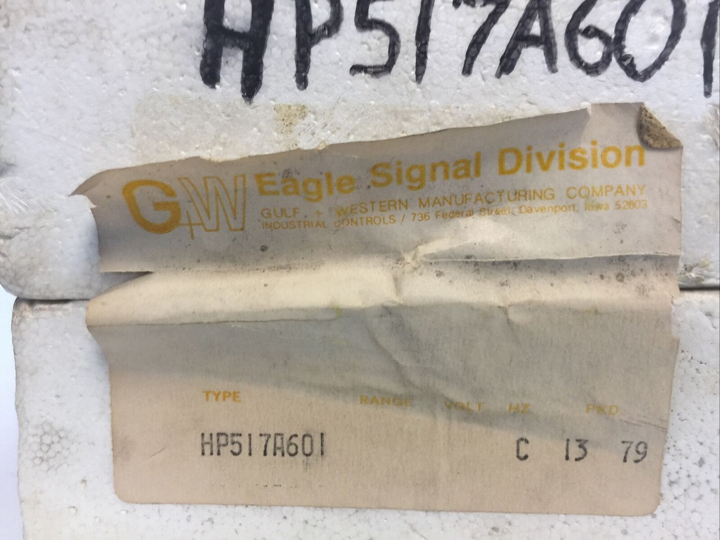 EAGLE SIGNAL HP517A601 TIMER 120VAC 10A 0-5SECONDS