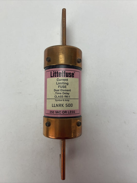 LITTELFUSE LLNRK 500 CURRENT LIMITING FUSE DUAL ELEMENT TIME DELAY 500AMP 250VAC