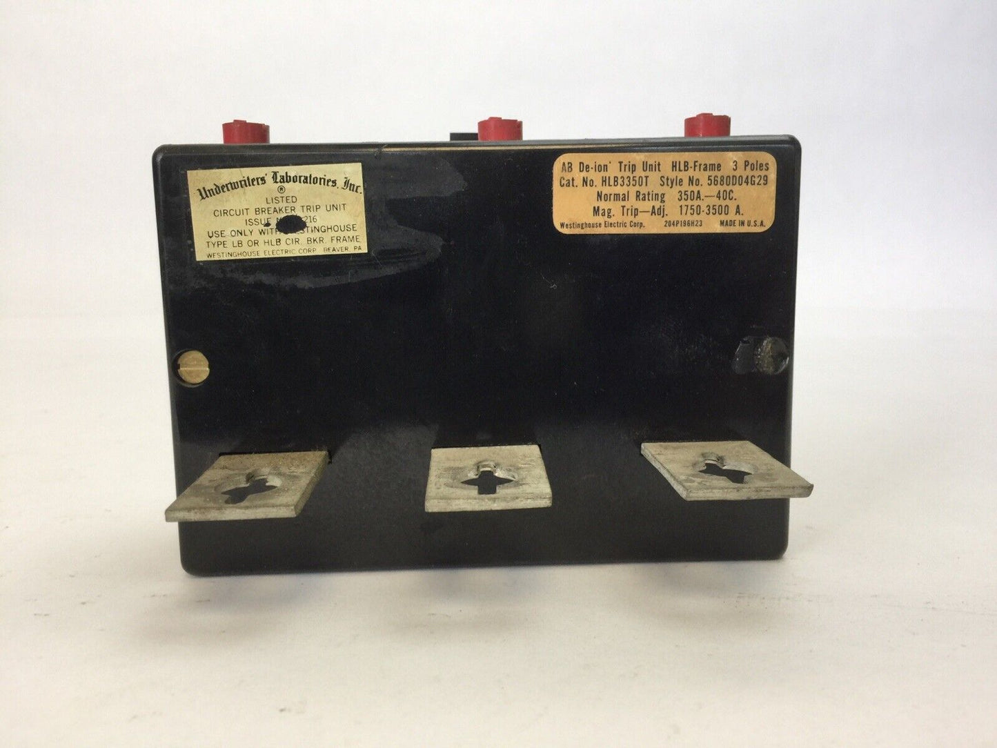 WESTINGHOUSE HLB3350T TRIP UNIT 350AMP 3POLE MAG TRIP ADJ 1750-3500A 5680D04G29