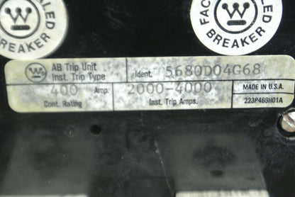 WESTINGHOUSE 5680D04G68 BREAKER TRIP UNIT / 400A / 2000-4000 INST. TRIP AMPS /