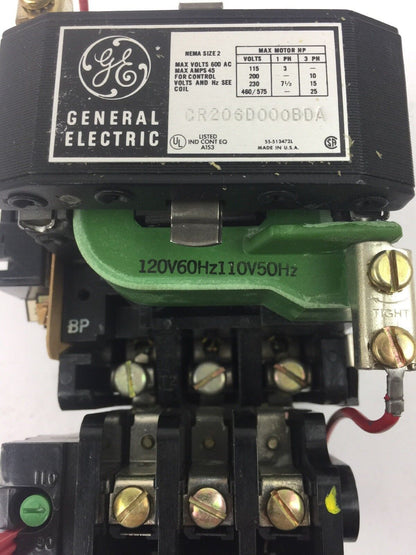 GE CR206H002 MAGNETIC STARTER NON-REVERSING COIL 120V 60HZ 110V 50HZ