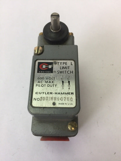 CUTLER HAMMER 10316H9075C TYPE L LIMIT SWITCH 600VAC PILOT DUTY