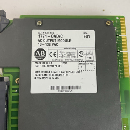 1771-OAD/C OUTPUT MODULE REV.F01 SER.C W/ 1771-WHF SWING ARM