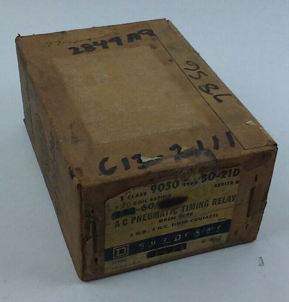 NEW SQUARE D CLASS 9050 TYPE B0-21D AC PNEUMATIC TIMING RELAY 9050B021D