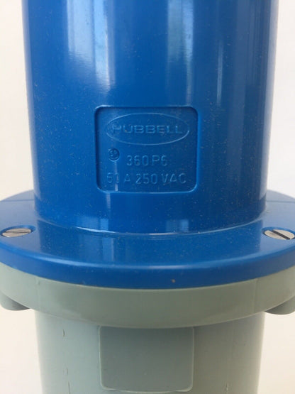 HUBBELL 360P6 PLUG 60AMP 250VAC 2POLE 3-WIRE GROUNDING FOR USE W/ 360R6 360C6