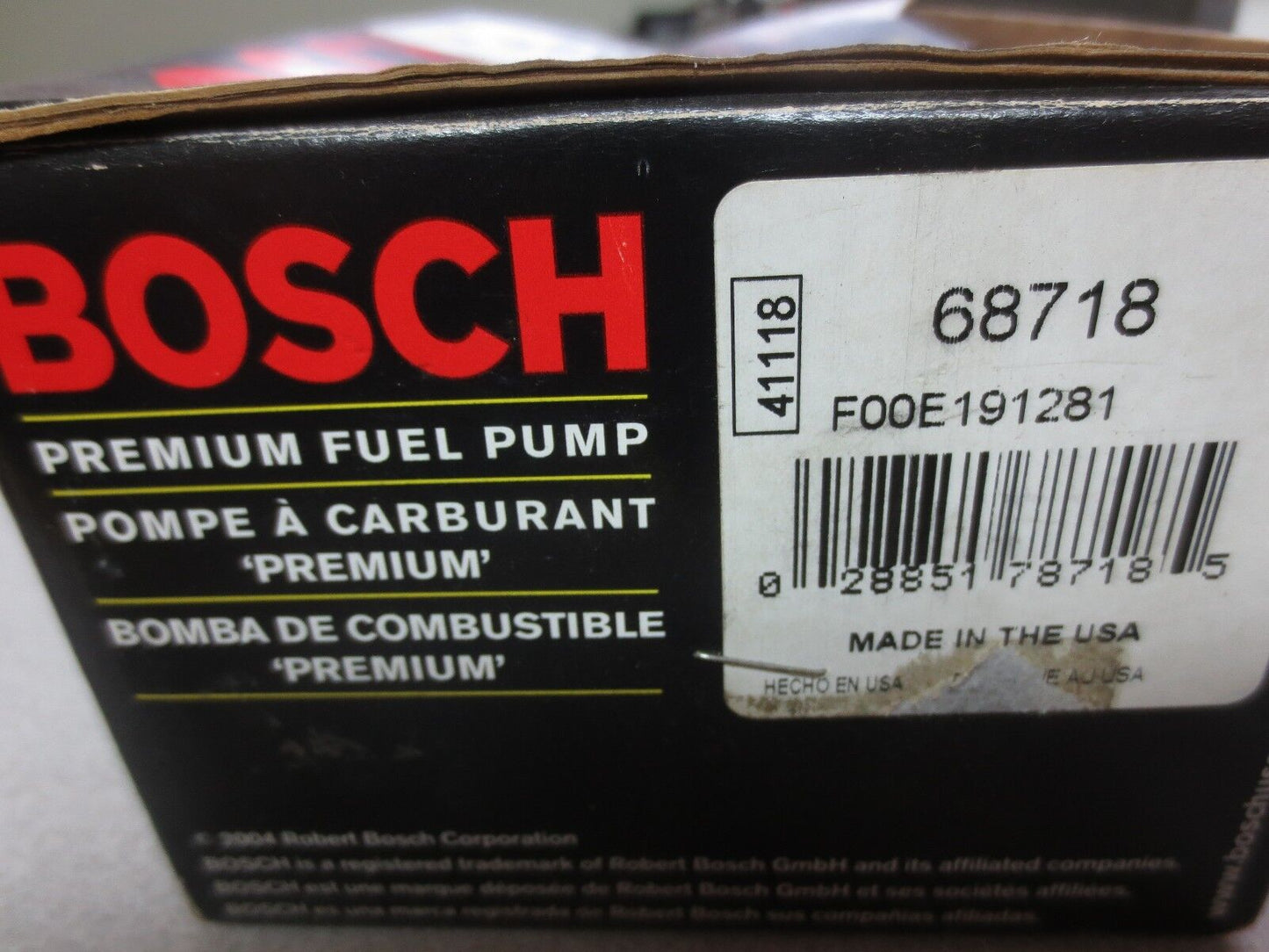 BOSCH 68718 FUEL PUMP 1975 FORD PINTO, 1975 MERCURY BOBCAT - NEW SURPLUS