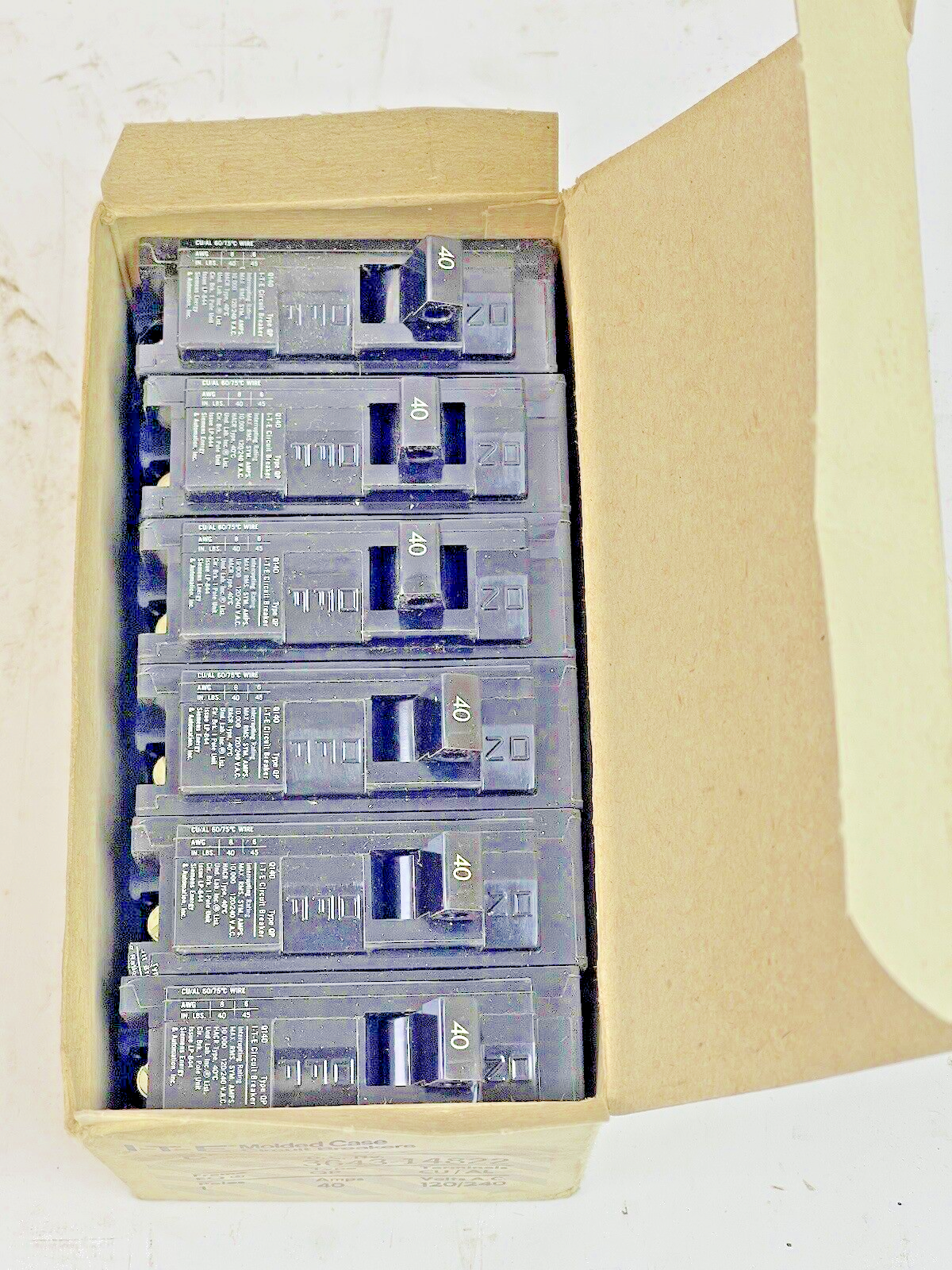 ITE / SIEMENS *BOX OF 6* - Q140 - 40A/1 POLE/240 VAC/TYPE QP/EQ FRAME/-NEW