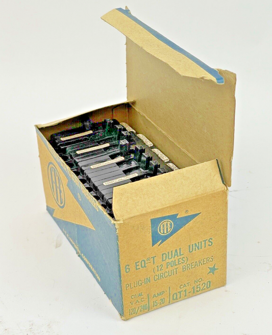 ITE *BOX OF 6* - QT1-1520 -DUAL UNIT CIRCUIT BREAKERS -15-20A/1 POLE/240 VAC-NEW