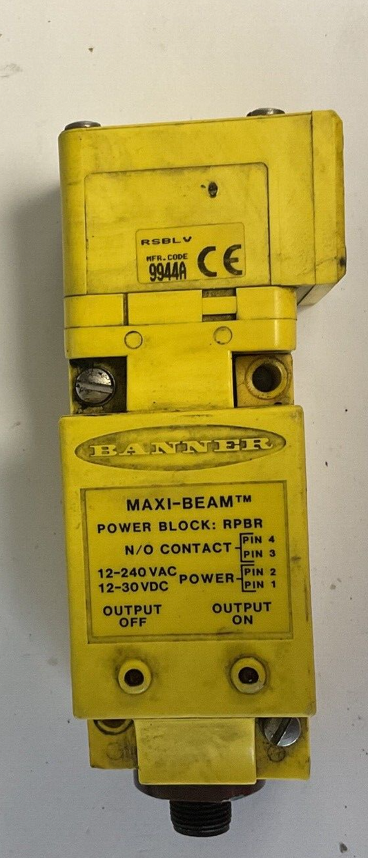 BANNER 9945A PHOTOELECTRIC SENSOR W/RSBLV MAXI-BEAM 240VAC 30VDC