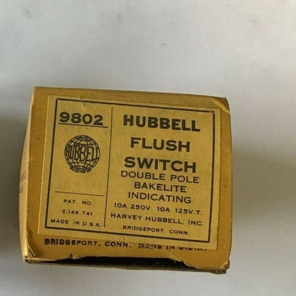 HUBBELL 9802 FLUSH SWITCH 10A 250V 10A 125V.T.