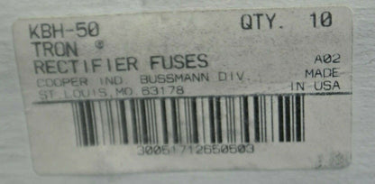 BUSSMANN / TRON KBH50 RECTIFIER FUSE / 500V / 50A / NEW SURPLUS / EACH