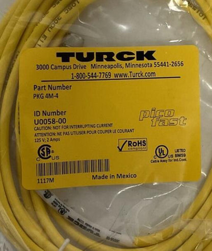 TURCK PKG 4M-4 CABLE ***LOTOF5***
