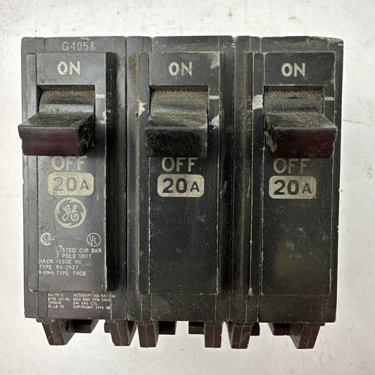 GE THQB32020 CIRCUIT BREAKER 20AMP 3POLE 240VAC