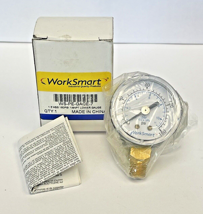 WORKSMART - WS-PE-GAGE-7 - PRESSURE GAUGE - 1.5" DIAMETER, 1/8" NPT, 0-160 PSI