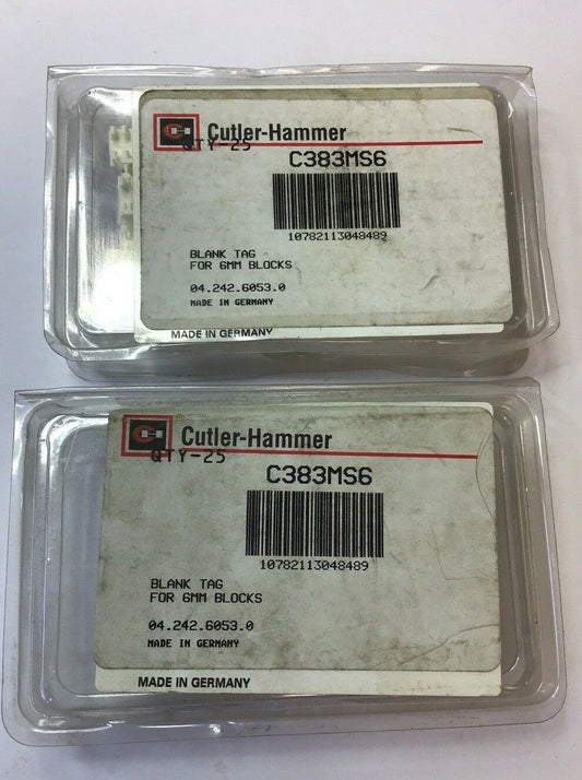 CUTLER HAMMER C383MS6 BLANK TAG 6MM BLOCKS ***LOTOF2***