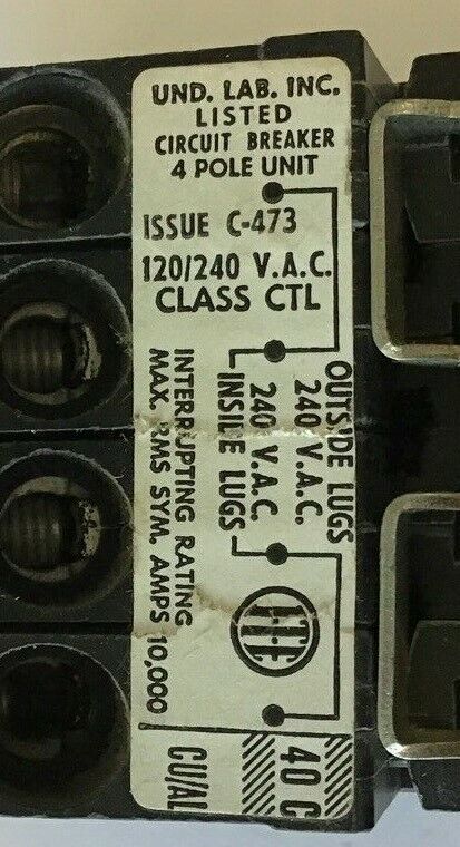 ITE Q24020 CIRCUIT BREAKER 120/240VAC 2POLE