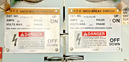 ITE V7B3211R VACU-BREAK SWITCH 30A 3POLES 3PH 240V