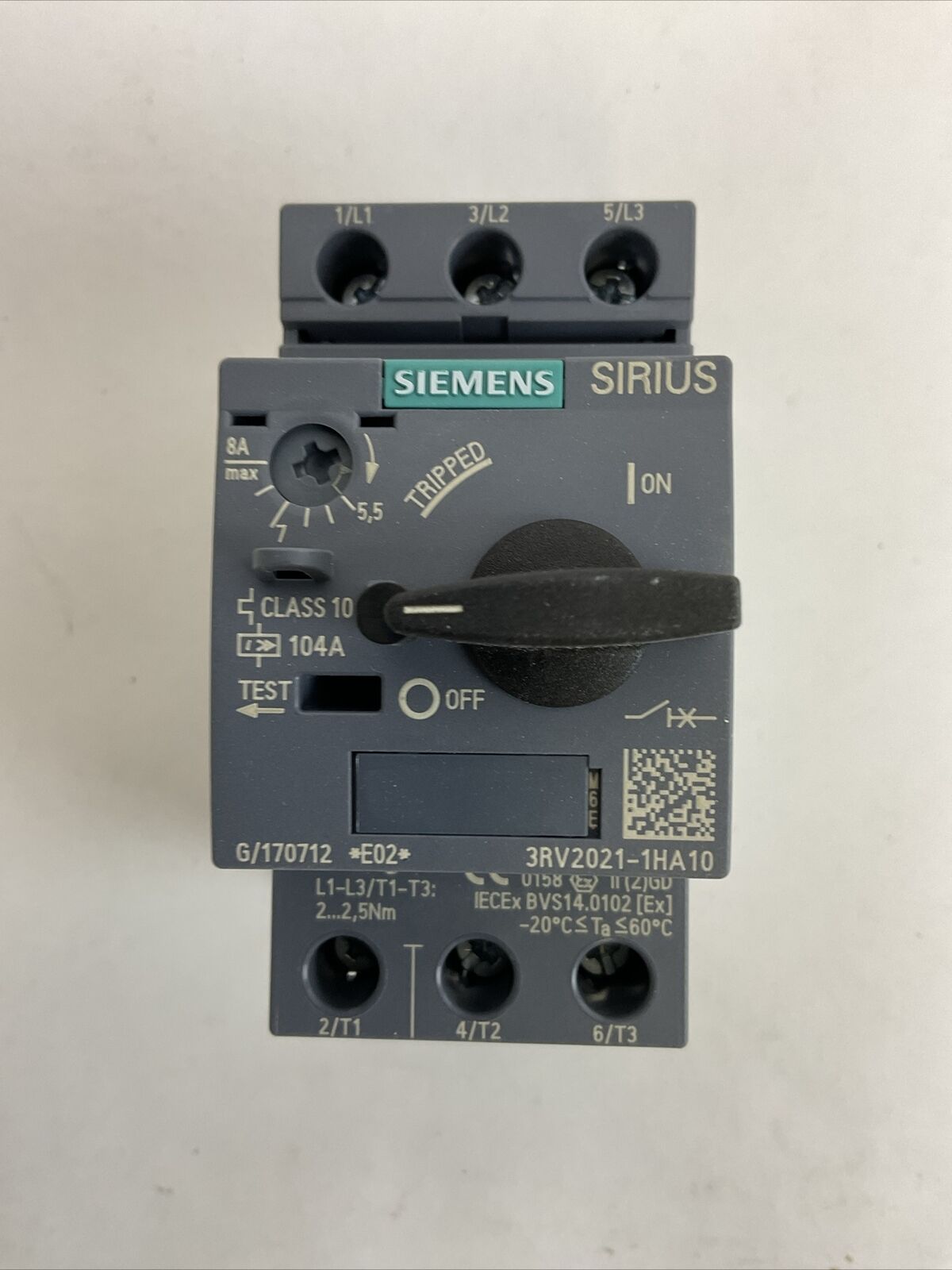 SIEMENS 3RV2021-1HA10 CIRCUIT BREAKER 5,5-8A