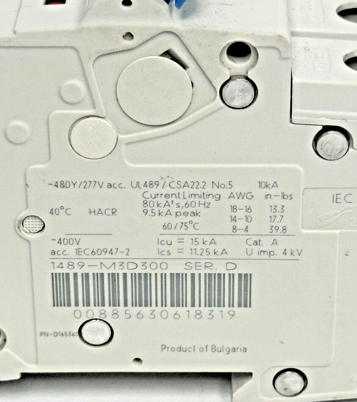 ALLEN-BRADLEY - 1489-M3D300 SER. D - CIRCUIT BREAKER - 3 P, 30 A, 277 V