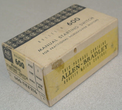 ALLEN-BRADLEY 600-TKX216 / MANUAL MOTOR STARTING SWITCH, TOGGLE / NEW SURPLUS