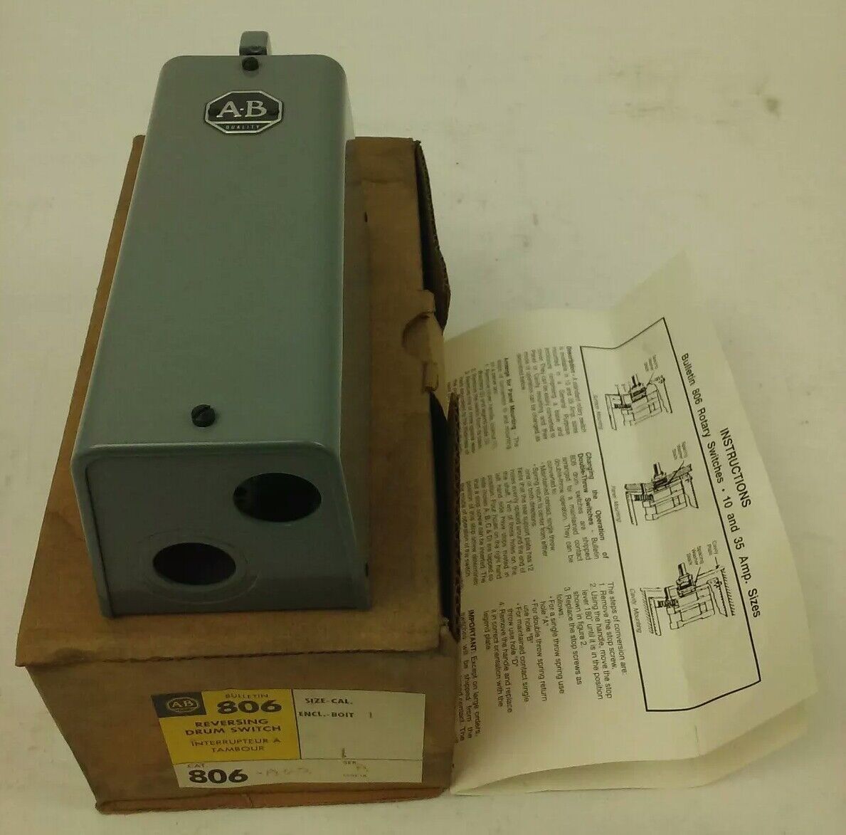 ALLEN BRADLEY 806-A62 SER. A, REVERSING DRUM SWITCH, 10A @ 600VAC,1A @ 115VDC