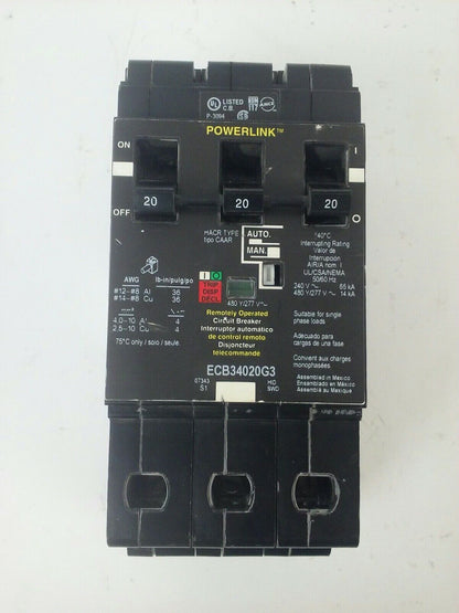 SCHNEIDER SQUARE D ECB34020G3 TYPE ECB BOLT-ON CIRCUIT BREAKER 3P 20A 480Y/277V