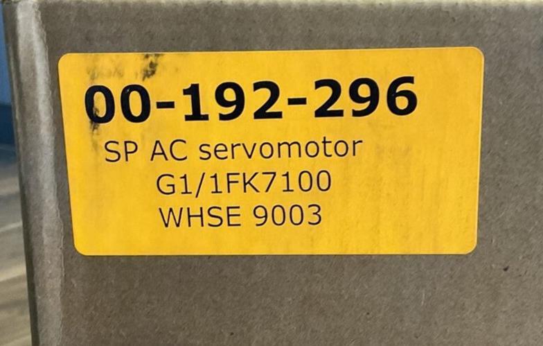 KUKA 00-192-296 SP AC SERVO MOTOR G1/1FK7100 WHSE 9003