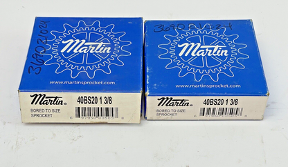 MARTIN - 40BS20 1 3/8 - *LOT OF 2* - SPROCKET - 40 PITCH, 3/8" BORE, 20 TEETH