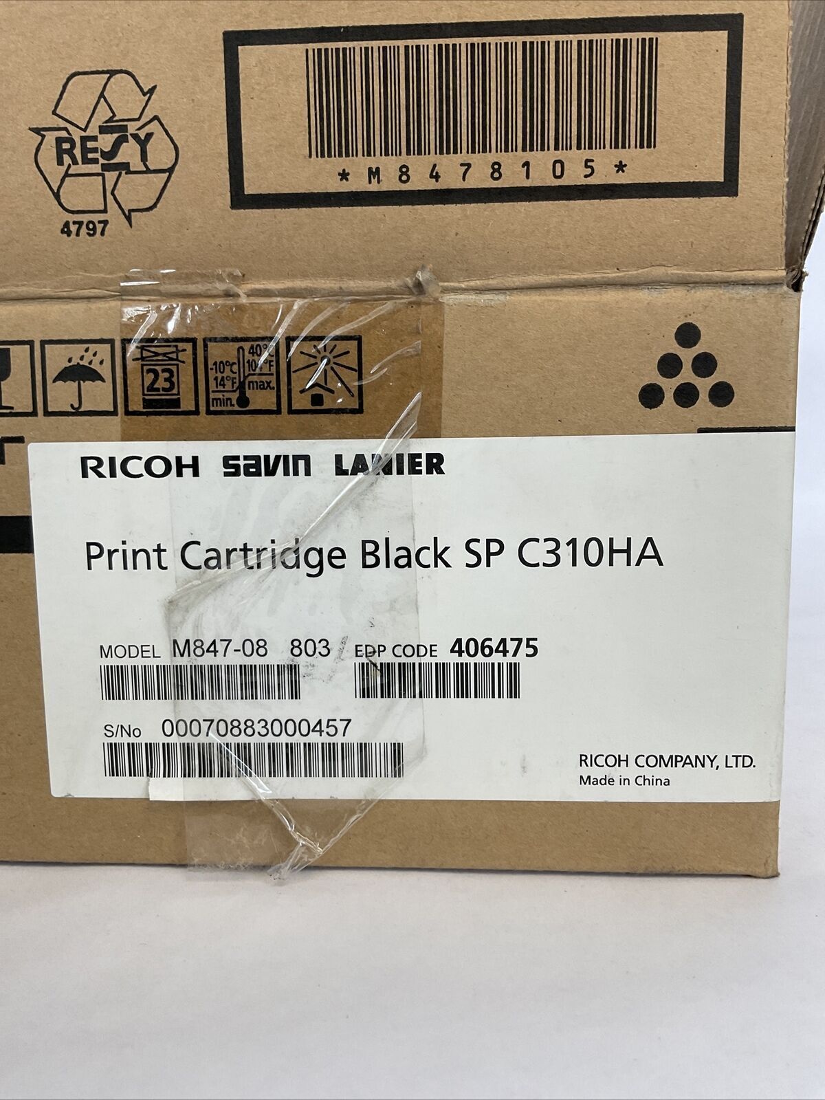 RICOH SAVIN LANIER M847-08 PRINT CARTRIDGE BLACK SP C310HA