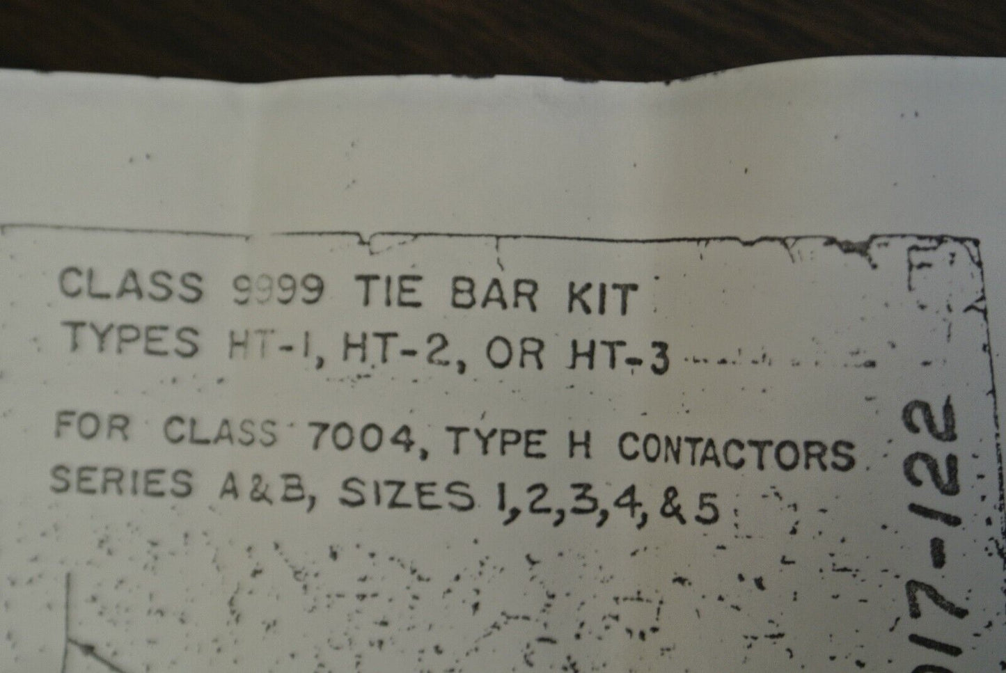 SQUARE D / 9999 HT-3 TIE BAR KIT for CLASS 7004 TYPE H CONTACTORS / NEW SURPLUS