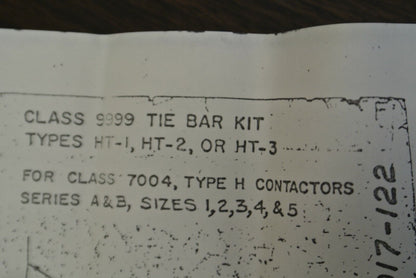 SQUARE D / 9999 HT-3 TIE BAR KIT for CLASS 7004 TYPE H CONTACTORS / NEW SURPLUS