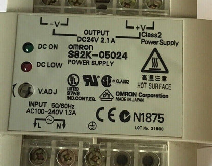 OMRON S82K-05024 POWER SUPPLY 24VDC CLASS2 240VAC 50/60HZ 2.1A