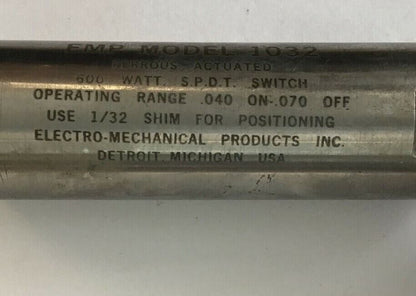 ELECTRO-MECHANICAL EMP MODEL 1032 FERROUS ACTUATED 600WATT S.P.DT. SWITCH