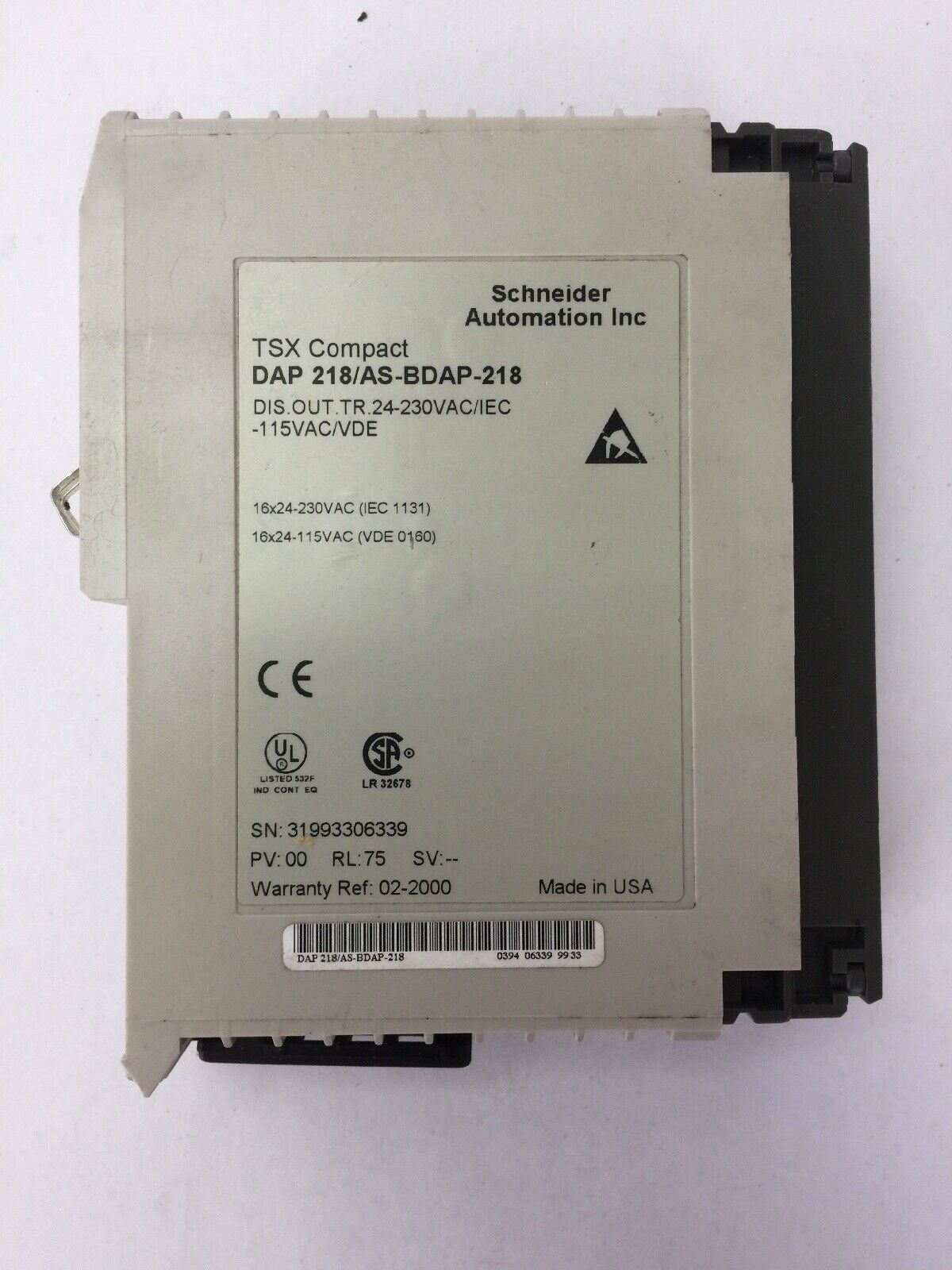 SCHNEIDER AUTOMATION DAP 218/ AS-BDAP-218 Output Module