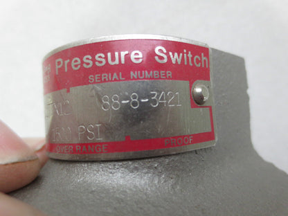 SOR 6TA-B4-NX-C1A-JJTTX12 PRESSURE SWITCH 10-95 psi ADJ. RANGE - NEW SURPLUS