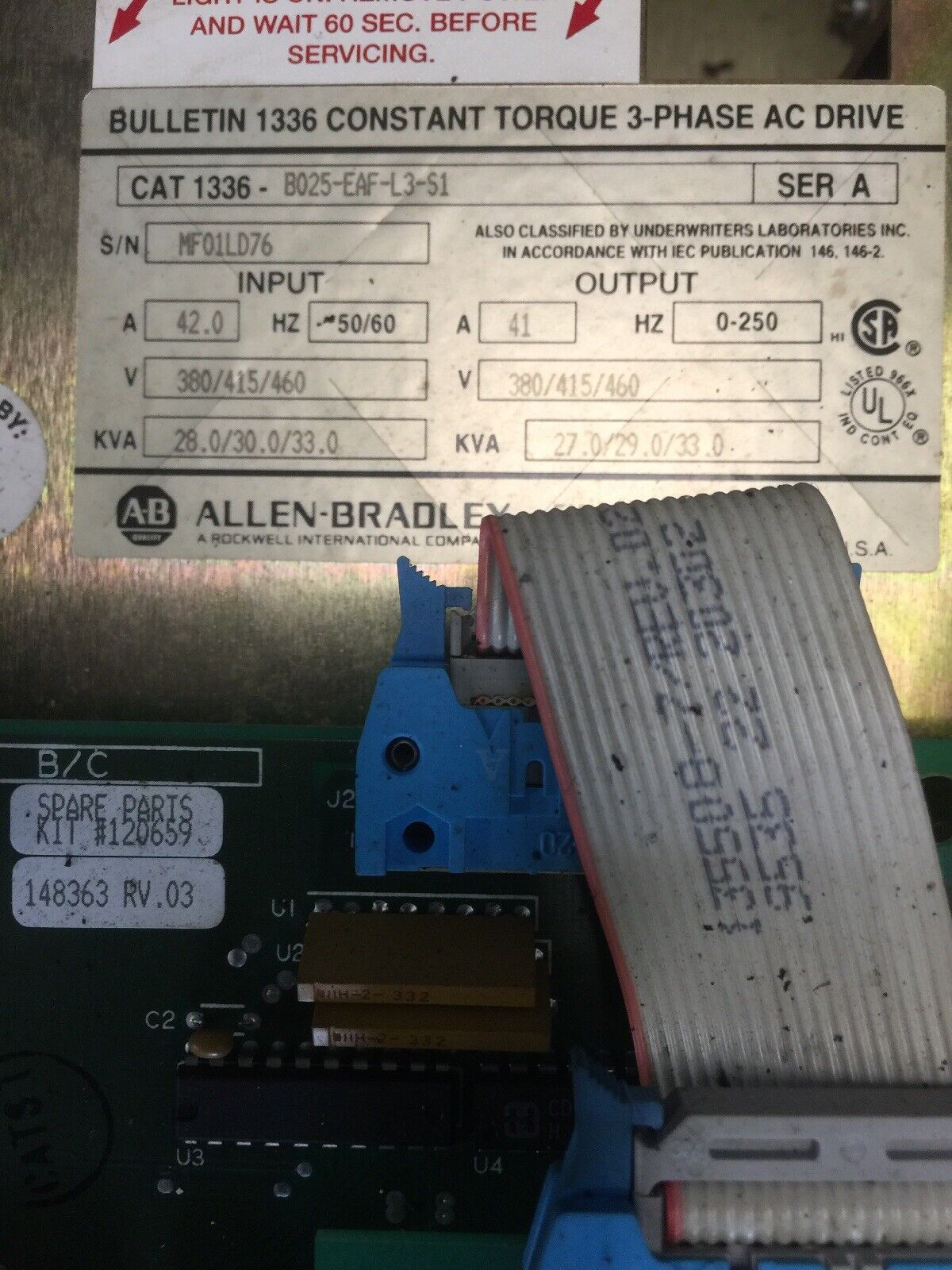ALLEN BRADLEY 1336-B025-EAF-L3-S1 CONSTANT TORQUE 3-PHASE AC DRVE SERIES A