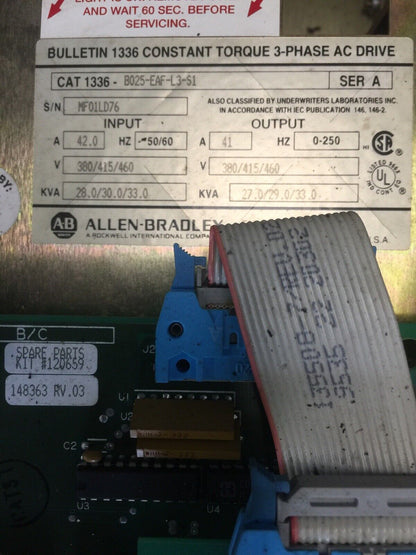 ALLEN BRADLEY 1336-B025-EAF-L3-S1 CONSTANT TORQUE 3-PHASE AC DRVE SERIES A