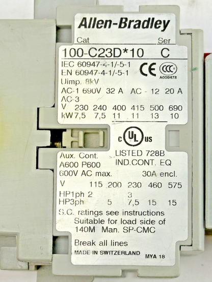 ALLEN-BRADLEY - 100S-C23DJ14C SER. C - SAFETY CONTACTOR W/ 24 VDC COIL