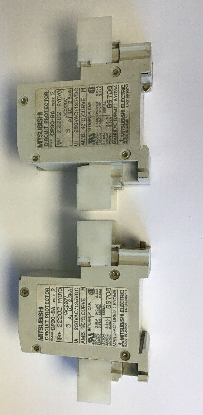 MITUBISHI CP30-BA 3AMP CIRCUIT PROTECTOR 2POLE 250VAC/125VDC (LOT OF 2)