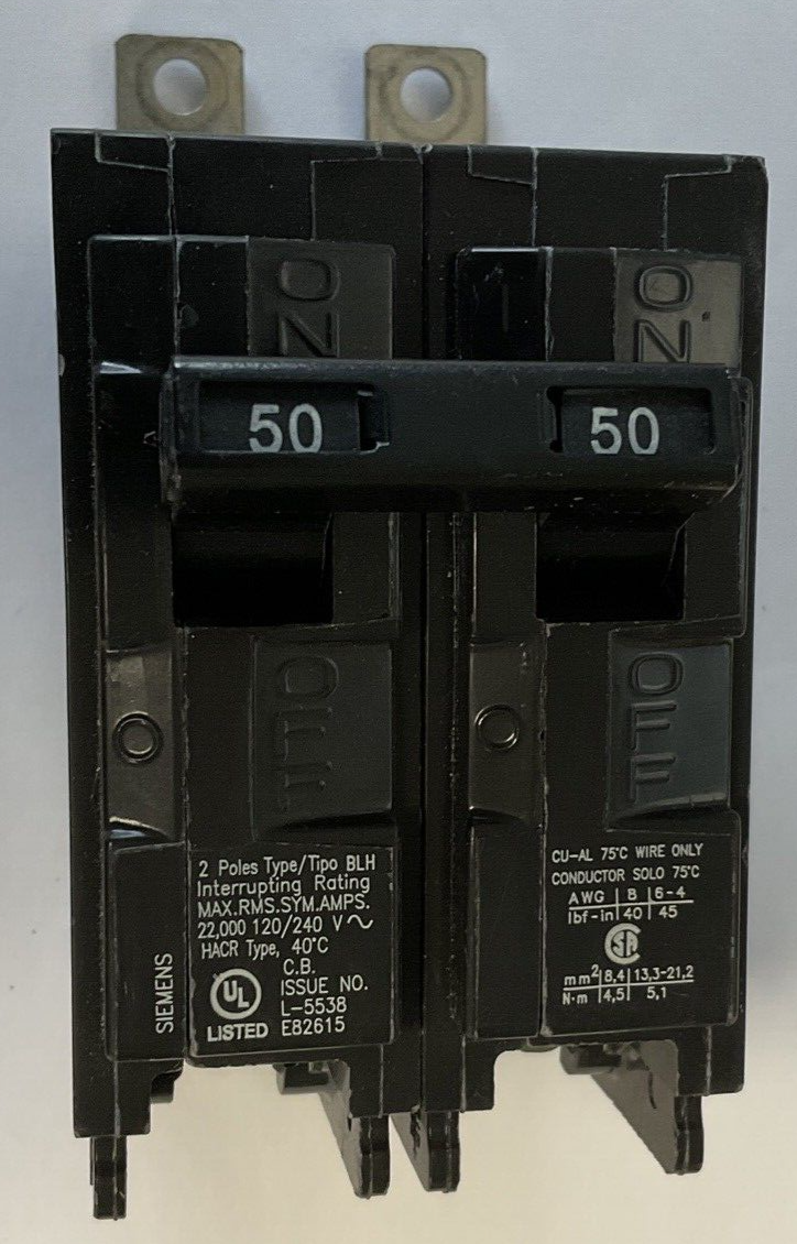 SIEMENS B250H CIRCUIT BREAKER  50AMP 120/240VAC 2POLE 60HZ