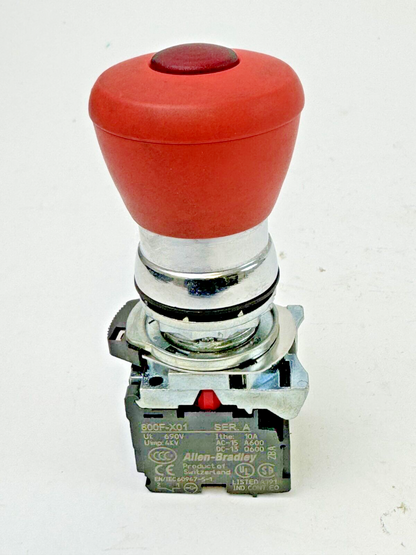 ALLEN-BRADLEY - 800F-N3W SER. B - RED PUSH BUTTON W/ 800F-X01 SER. A (X2)