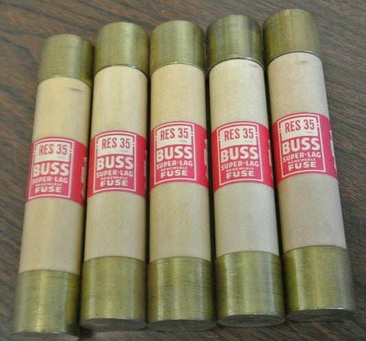 LOT of 6 / BUSS RES35 SUPER-LAG RENEWABLE FUSE / 35A / 600V / NEW SURPLUS