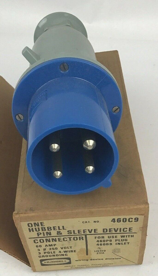 HUBBELL 460C9 PIN&SLEEVE 60AMP 250V 3POLE 4-WIRE GROUNDING