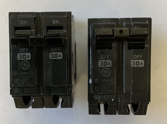 GENERAL ELECTRIC THHQB 30A CIRCUIT BREAKER 2POLE 22KA ***LOTOF2***