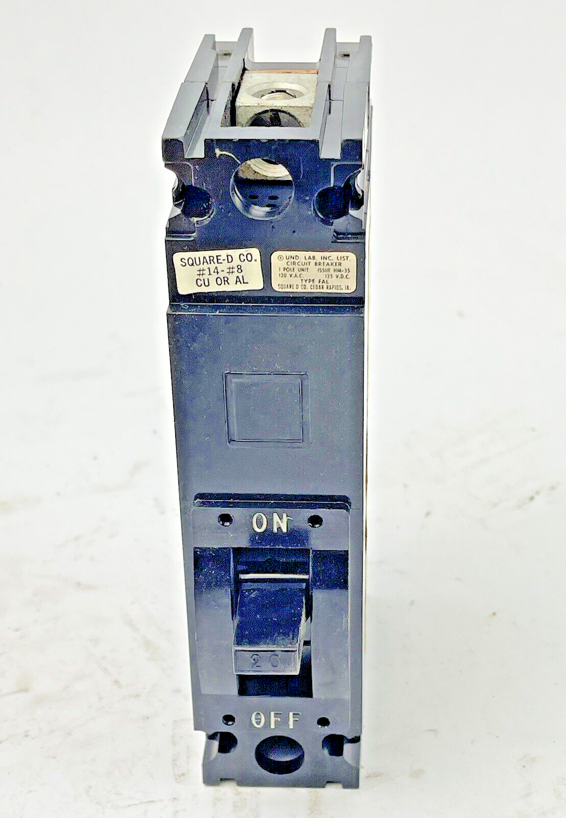 SQUARE D - FAL 12020 - CIRCUIT BREAKER LINE & LOAD LUGS - 20A/1 POLE/120 VAC-NEW