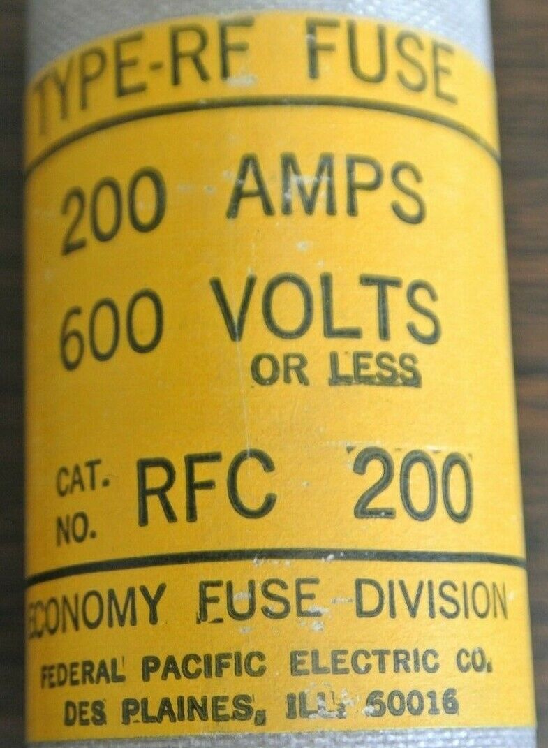 ECONOMY / FPE RFC200 RECTIFIER FUSE / 600V / 200A / NEW SURPLUS / RFC-150