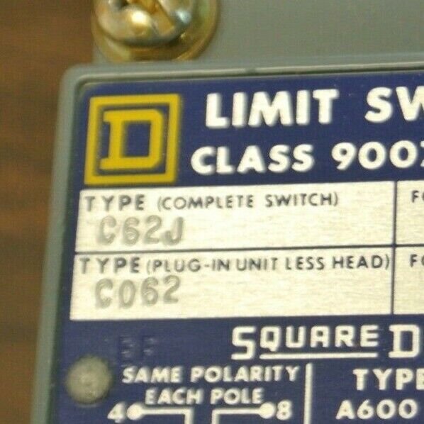 SQUARE D 9007 C62J MECHANICAL TURRET HEAD POSITION (LIMIT) SWITCH / NEW SURPLUS