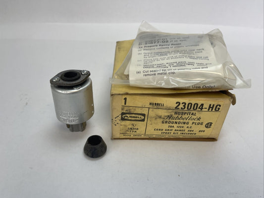 HUBBELL 23004-HG HOSPITAL HUBBELLOCK GROUNDING PLUG 20A 125VAC CORD GRIP RANGE