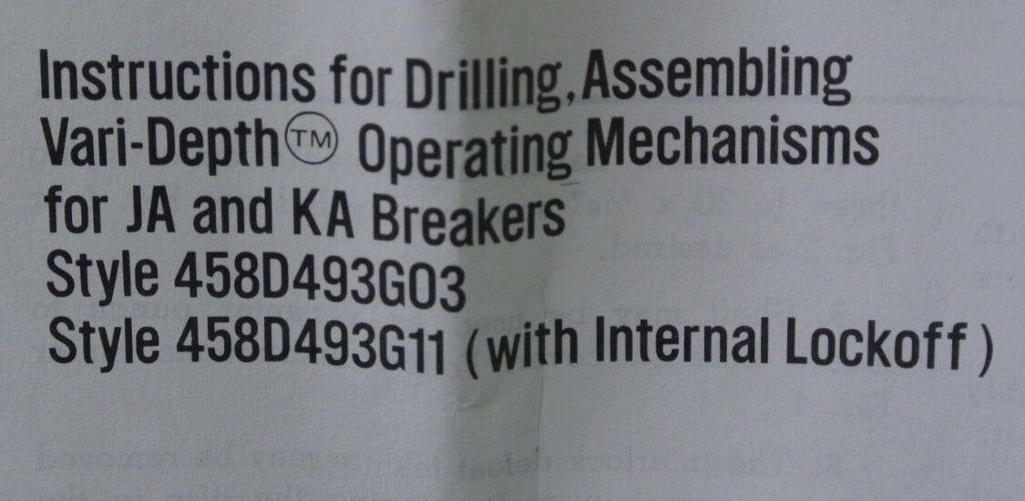 WESTINGHOUSE 458D493G03 VARI-DEPTH MECHANISM for JA & KA BREAKERS - NEW SURPLUS