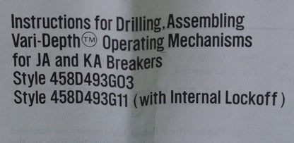 WESTINGHOUSE 458D493G03 VARI-DEPTH MECHANISM for JA & KA BREAKERS - NEW SURPLUS